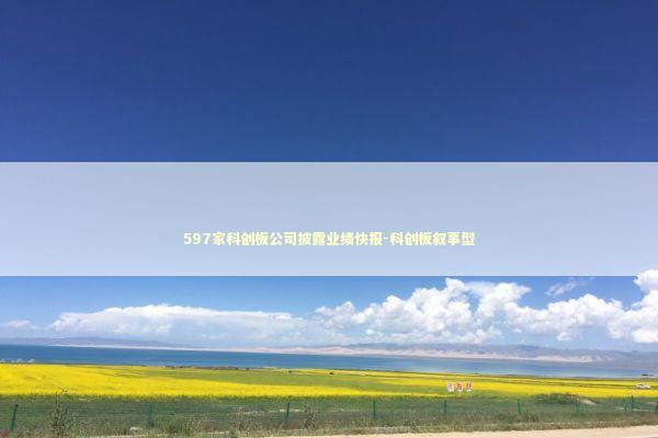 597家科创板公司披露业绩快报-科创板叙事型 597家科创板公司披露业绩快报-科创板叙事型 新闻